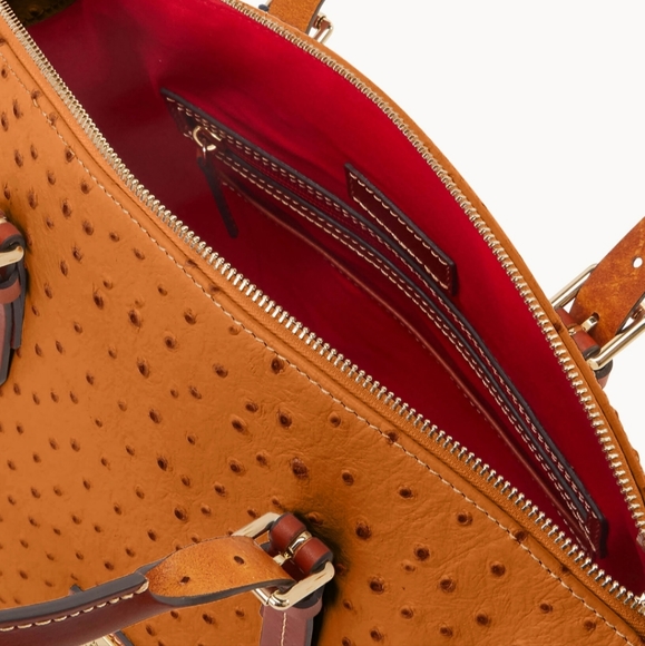 Dooney & Bourke Ostrich Domed satchel/ Tan - Picture 3 of 11